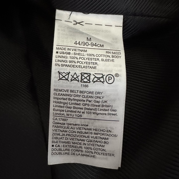 BANANA REPUBLIC Water-Resistant Drum Tie-Sleeve Hip-Length Trench in Navy — M - Picture 4 of 6